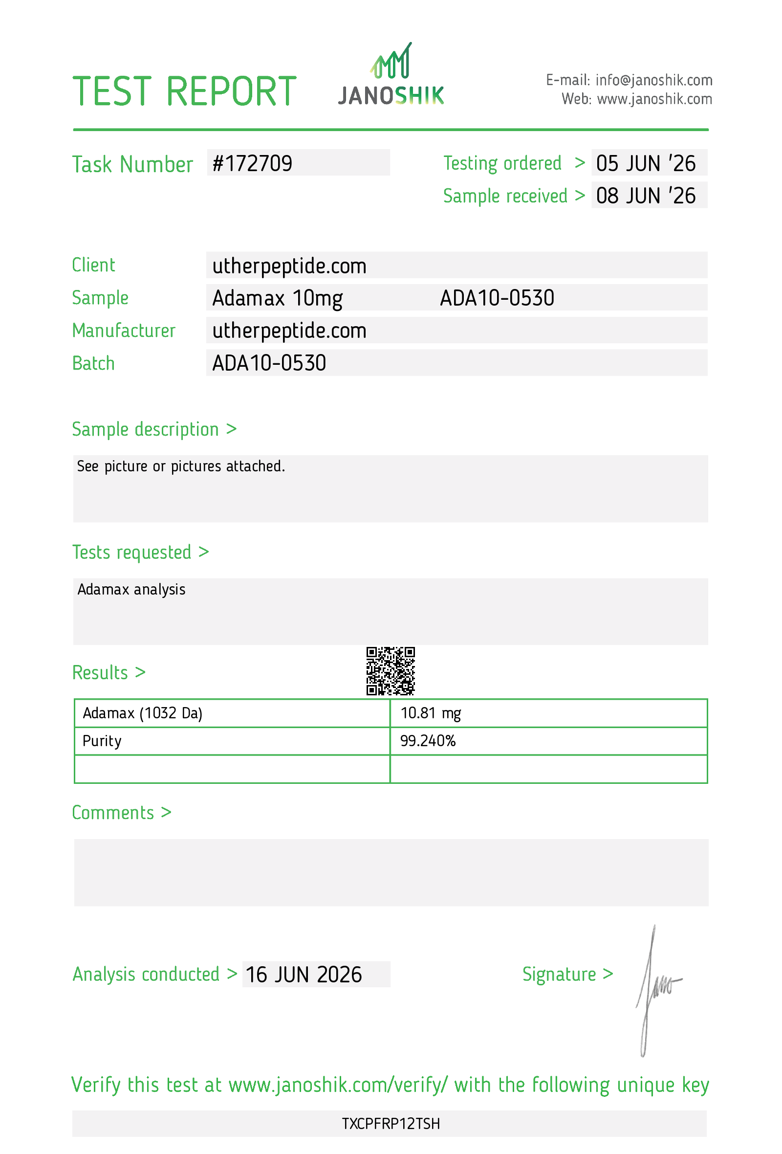 Adamax Nasal Spray 10mg CoA Page 1