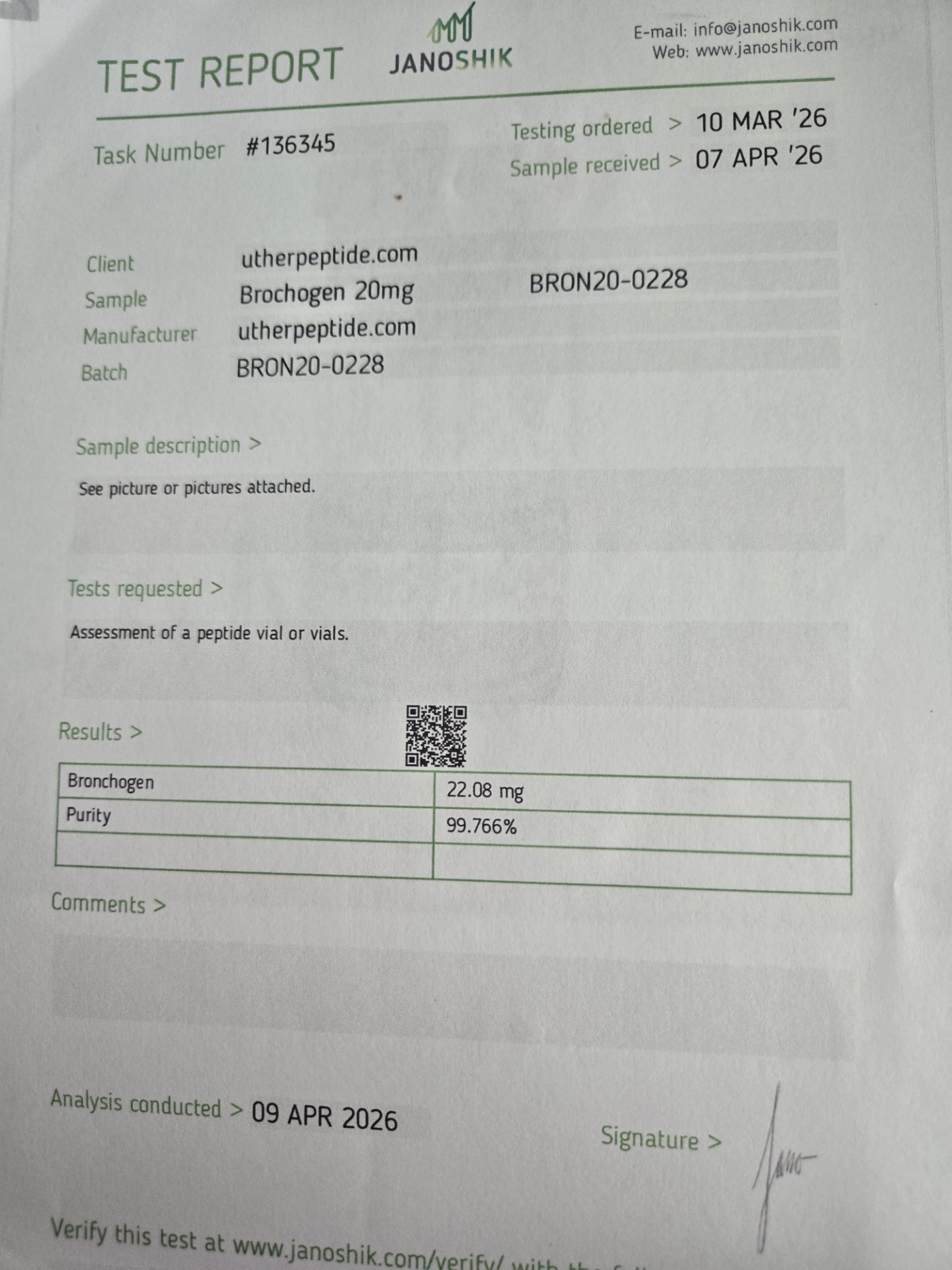 Bronchogen 20mg CoA Page 1