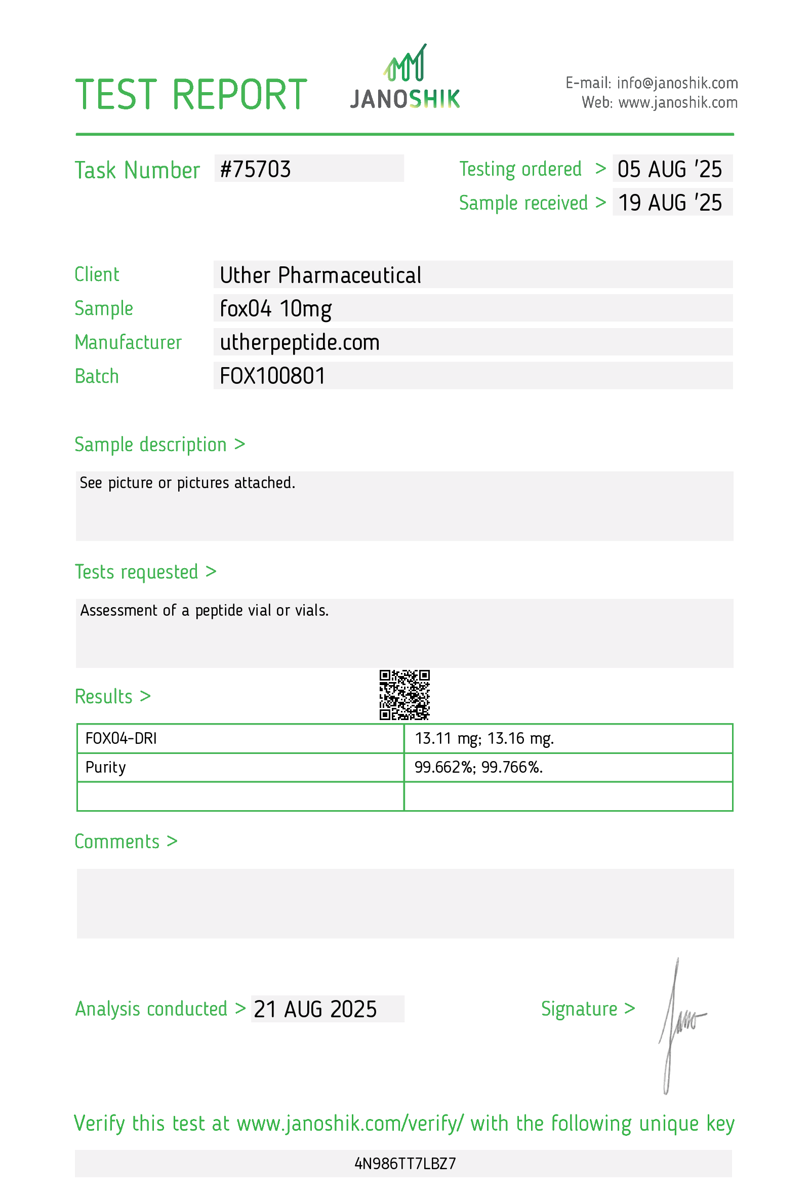 FOXO4 10mg CoA Page 1