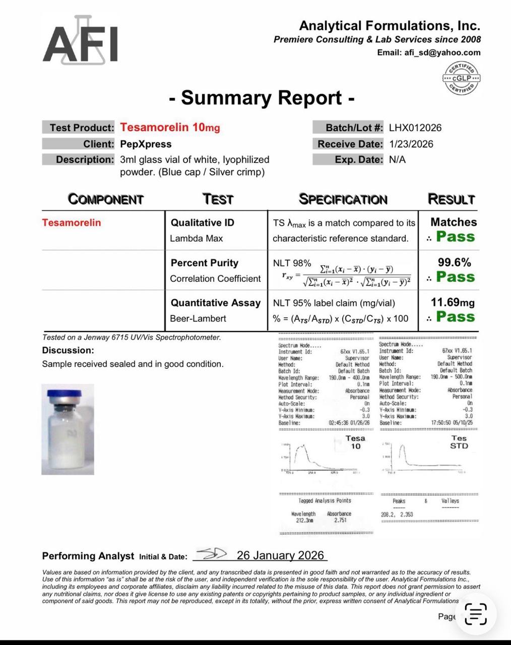 Tesamor 10mg CoA Page 1