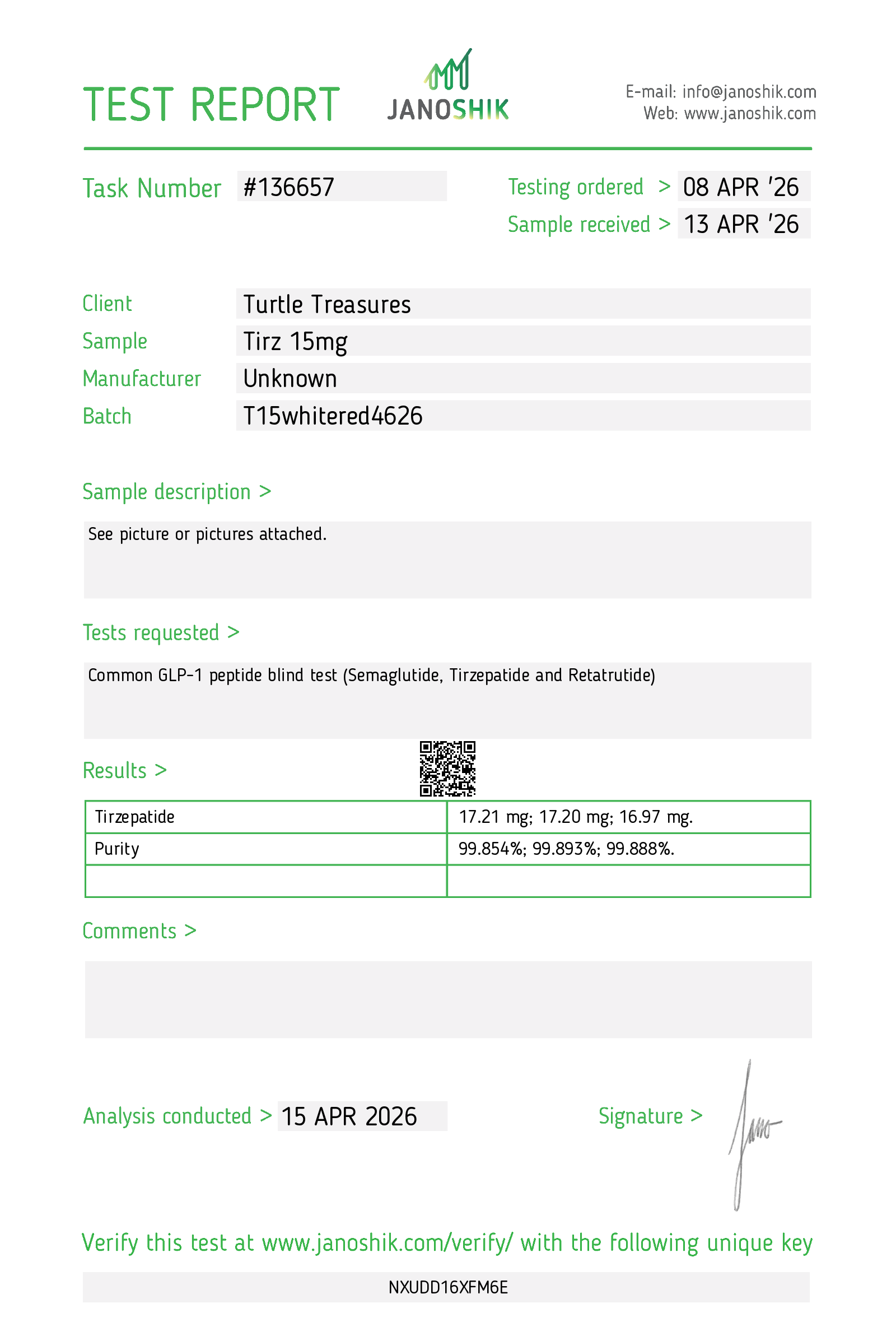 TIRZ 15mg CoA Page 1
